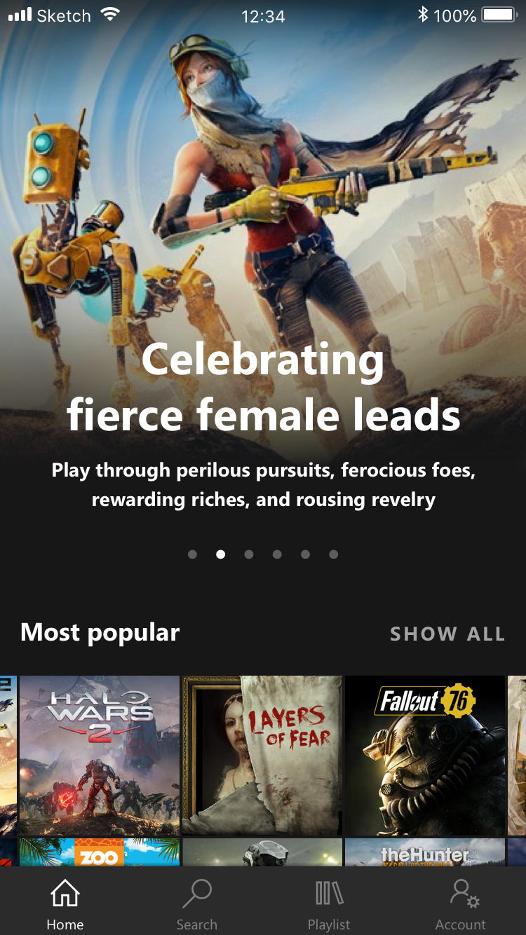 Xbox Game Pass Mobile Home